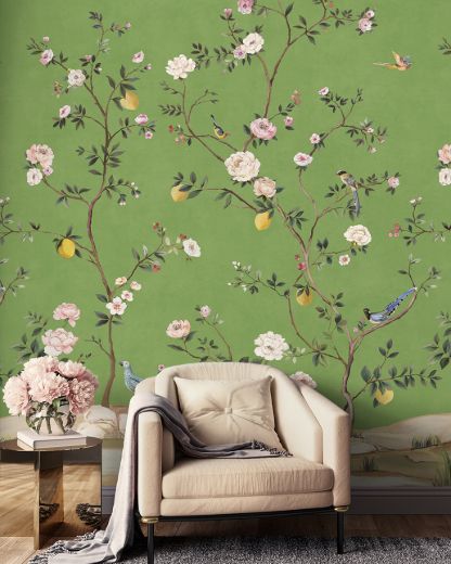 Picture of Blossom Chinoiserie Mural - Green