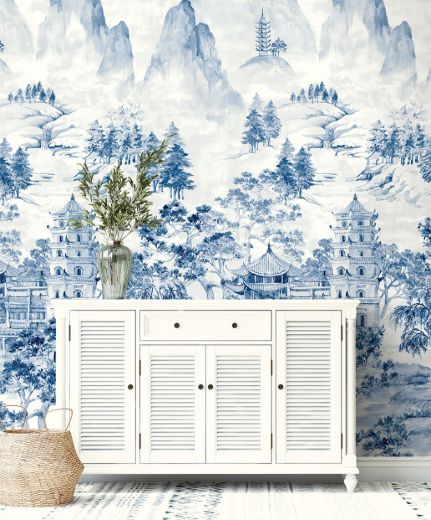 Picture of Misty Mountain Scenic Mural - Bluestone