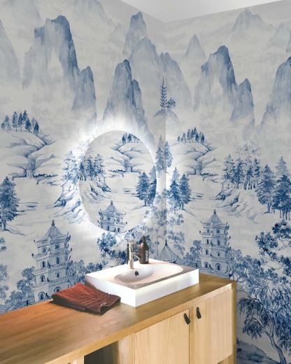 Picture of Misty Mountain Scenic Mural - Bluestone