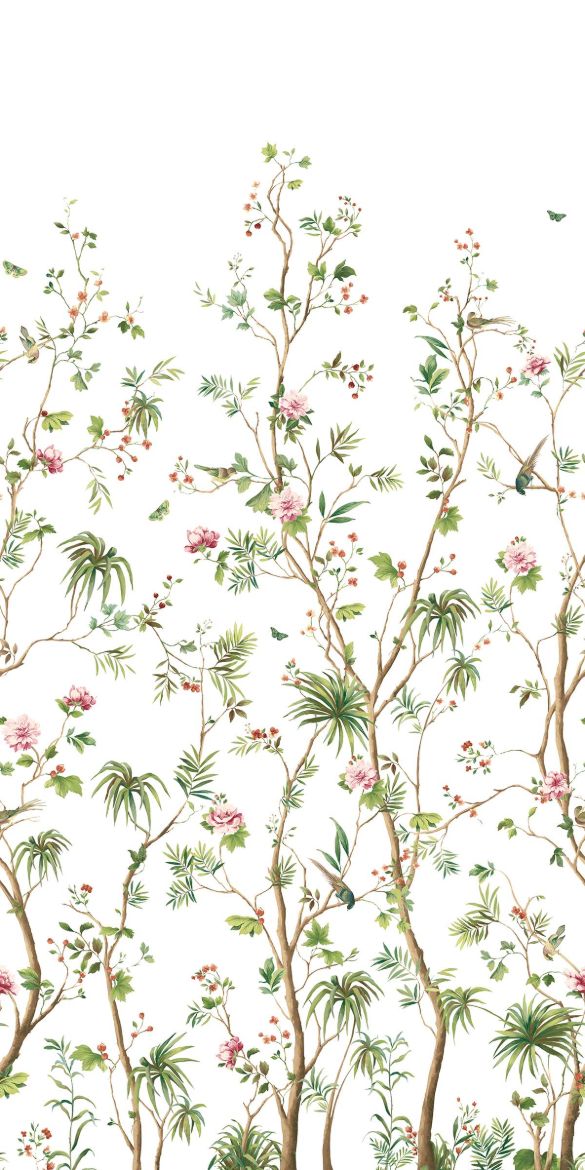 Picture of Blooming Chinoiserie Mural - Fern & Rosebud