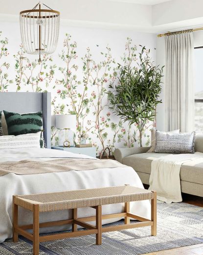 Picture of Blooming Chinoiserie Mural - Fern & Rosebud