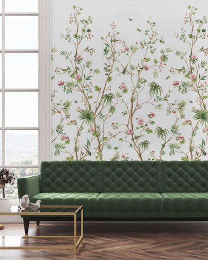 Picture of Blooming Chinoiserie Mural - Fern & Rosebud