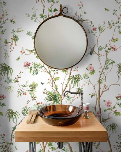 Picture of Blooming Chinoiserie Mural - Fern & Rosebud