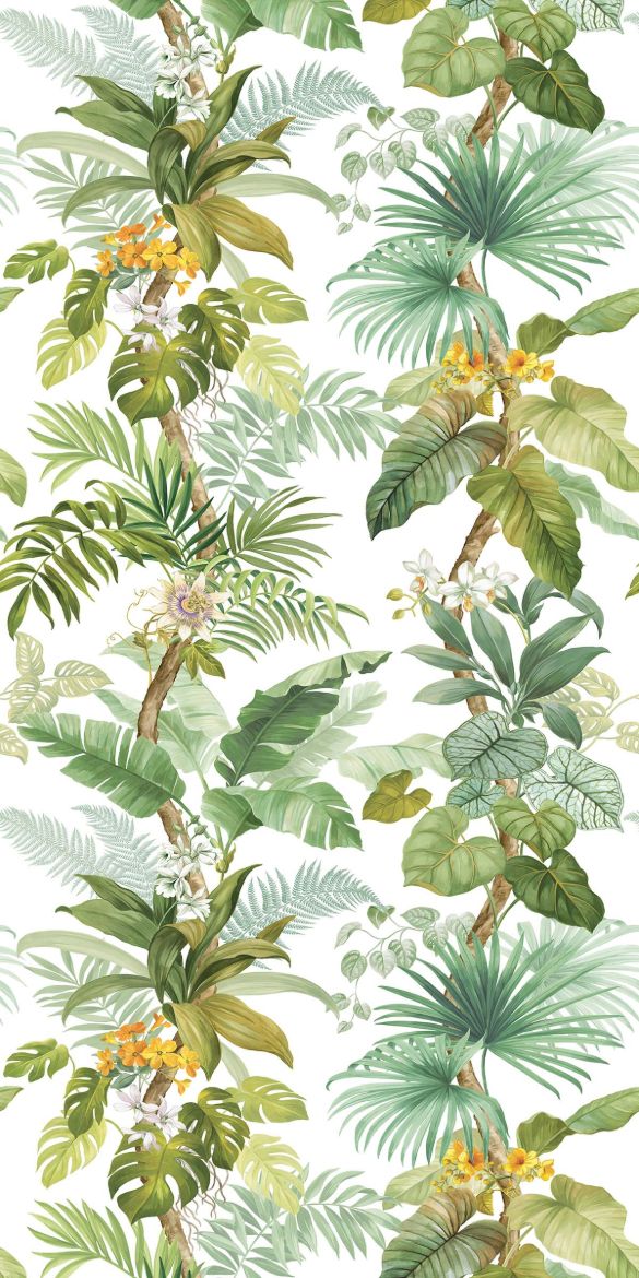 Picture of Tropical Leaf Trail Mural - Greenery