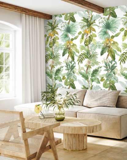 Picture of Tropical Leaf Trail Mural - Greenery