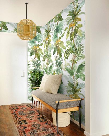 Picture of Tropical Leaf Trail Mural - Greenery