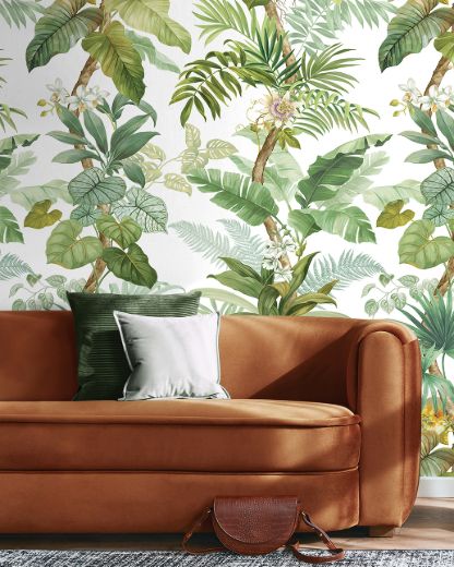 Picture of Tropical Leaf Trail Mural - Greenery