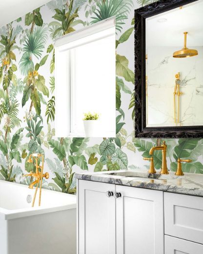 Picture of Tropical Leaf Trail Mural - Greenery