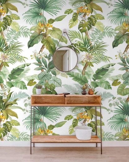 Picture of Tropical Leaf Trail Mural - Greenery