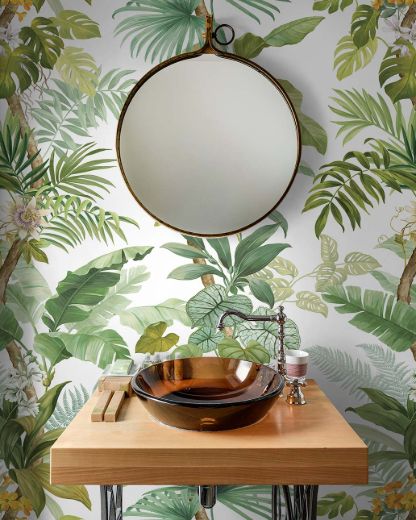 Picture of Tropical Leaf Trail Mural - Greenery